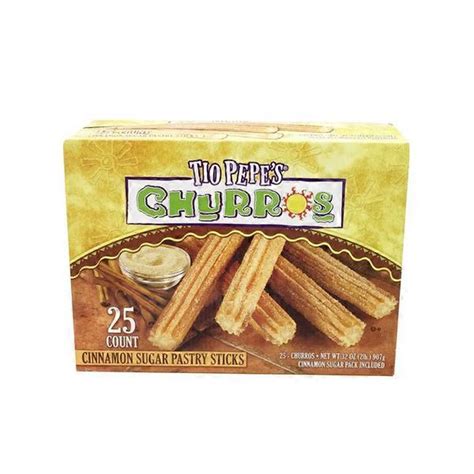 Tio pepe's churros. 3+ day shipping. J and J Snack Tio Pepes Bavarian Creme Churro, 1.7 Ounce -- 100 per case. Add. $113.25. current price $113.25. J and J Snack Tio Pepes Bavarian Creme Churro, 1.7 Ounce -- 100 per case. Available for 3+ day shipping. 3+ day shipping. Wittbizz Snacks Paqui 2oz Variety Pack 3 Feiry Chile, 3 Zesty Salsa Verde and 3 Haunted … 