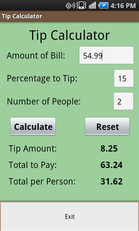 Tip calulator. Tip Calculator. Bill Total $ Percent Tip % Split Bill. ways. Calculate. Results: Tip: Total: Per Person: Home. Browse Values (current) 15% Tip Chart; 18% Tip Chart; 