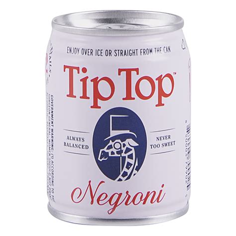 Tip top cocktails. Tip Top Old Fashioned. $9.99. Size 100mL Proof 74 (37% ABV) *Please note that the ABV of this bottle may vary. Packaged in attractive 100ml cans, this ready-to-drink classic Old Fashioned cocktail lets the bourbon shine. It's convenient without sacrificing quality ― a testament to the skill and knowledge of its creators. 