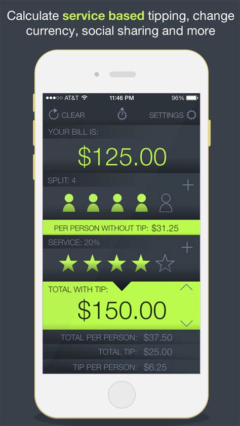 Tipping app. About this app. Calculate tip and split the bill with Tip N Split - the ultimate tip calculator! This tip calculator app not only calculates tip quickly and easily but also helps to split the bill between any number of people. Round up or round down on any value on the tip calculator and see changes to the tip percentage, tip amount, total ... 