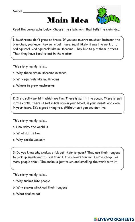 Tips for Teaching Main Idea Teaching main idea, Main idea worksheet