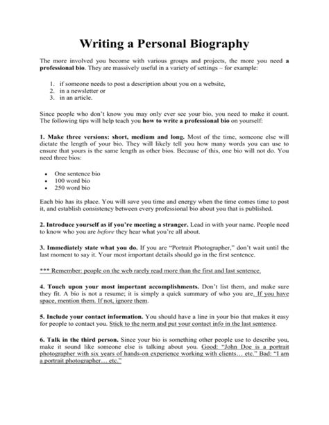 Tips on writing a self biography examples