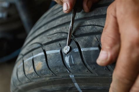 Tire puncture. Feb 21, 2017 · 2. Replace tires with punctures greater than 1/4″ in diameter. When it comes to tire punctures, size is important. If the damage resulting from a tire puncture is bigger than 1/4 inch in diameter, it is not safe to complete the repair. 3. Don’t get a tire repaired if the treads are less than 1/16 inch or if it is badly damaged. 