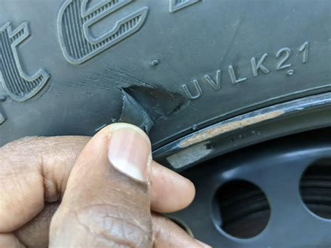 Tire sidewall damage. IF YOUR TIRE IS DAMAGED. If you suspect there may be any tire damage, be sure to ask an authorized tire retailer to inspect your tire. There could be some unseen damage on the inside. To find the perfect new tire for your vehicle, use our handy Tire Selector tool. 