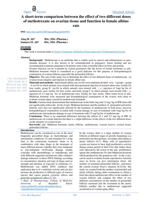 Tissue distribution of methotrexate in rats. A comparison between ...