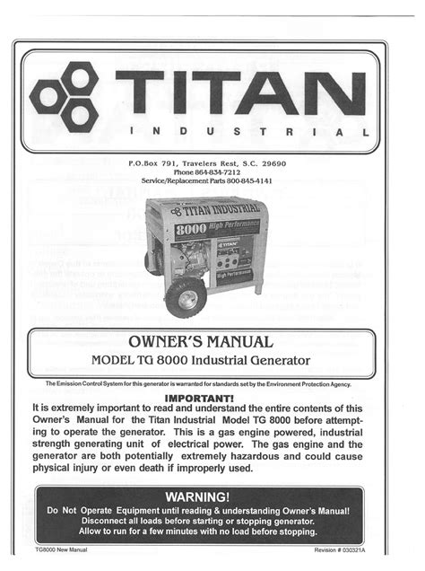 Titan 8000 generator manual parts list. - Case cx 90 tractor repair manual.