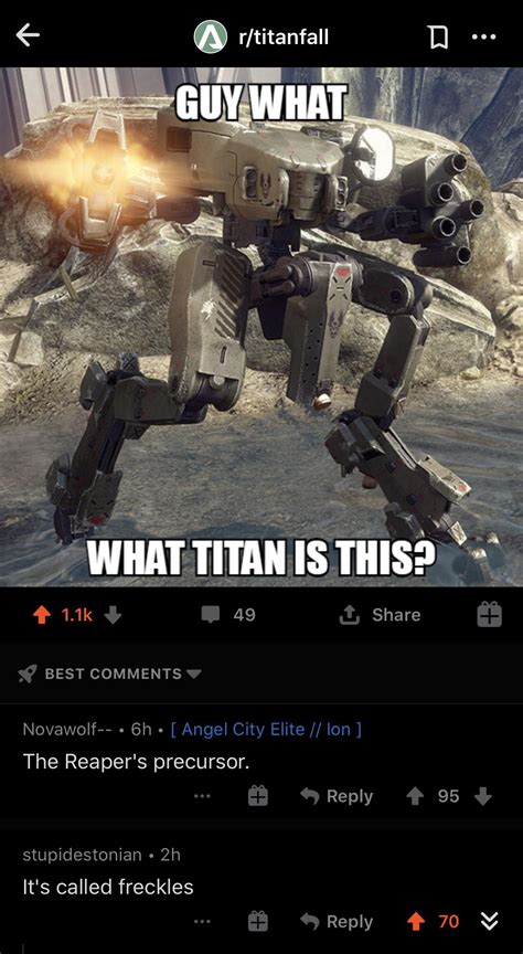 Titanfall First-person shooter Shooter game Gaming. 18 comments. Add a Comment. NephyrisX • 7 yr. ago. It's funny because the original Ball towers over the Tone, or any other Titan for that matter, with a whopping 12.7m AND …. 