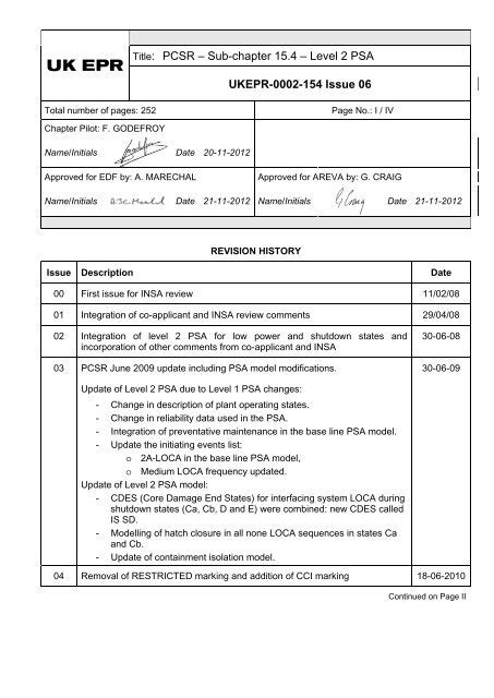 Title: PCSR – Sub-chapter 15.4 – Level 2 PSA