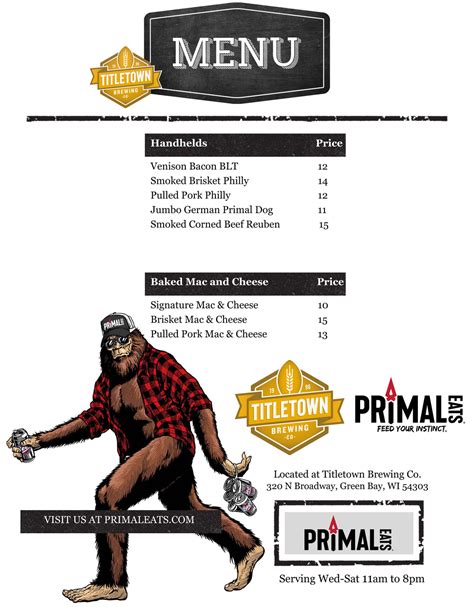 Titletown Menu - Primal Eats