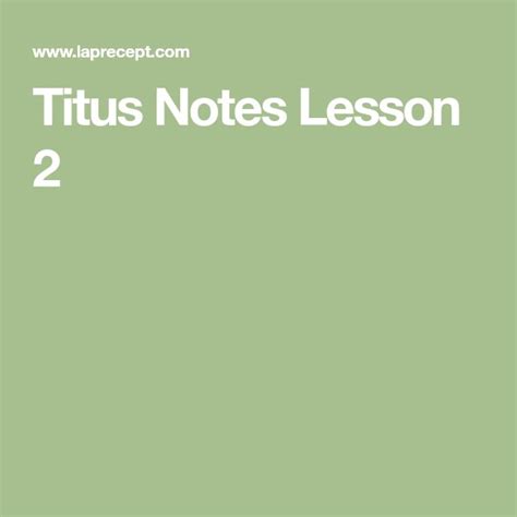 Titus Notes Lesson 2