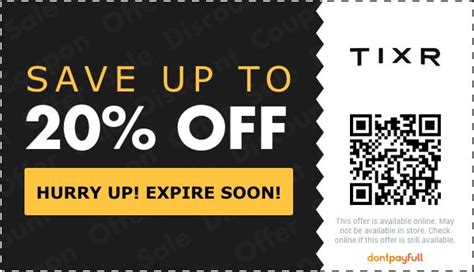 Tixr launches a series of campaigns at tixr.com all year round, and it always offers coupon codes for online shoppers. WorthEPenny now has 123 active Tixr offers for May 2024 . Today's best Tixr coupon is up to 50% off..