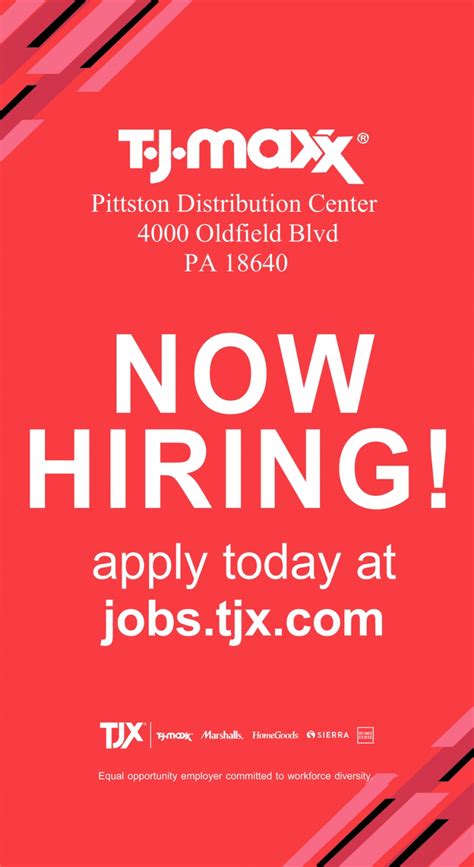 Tj maxx warehouse jobs pittston pa. Occupational Health Nurse (Former Employee) - Pittston, PA - October 20, 2021. My job category had no room for advancement, my replacement was paid only $2000.00 less than I and she was an LPN while I was an RN, longevity with the company meant nothing. Pros. Flexible schedule with management approval. 