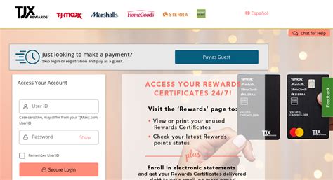 Here's how to login. To login to your TJX Rewards credit card account, go directly to the homepage and enter your end user security password and ID in the fields provided. Unless you have a user ID or password, click on the hyperlink to create one. ... Synchrony Loan company and TJ Maxx have teamed up to provide customers with a fresh way to .... 