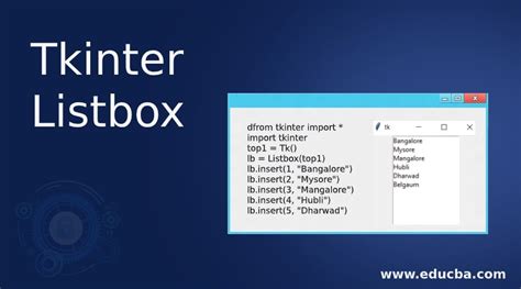 Tkinter listbox select.  The Listbox widget will display the dropdown list, and the ...
