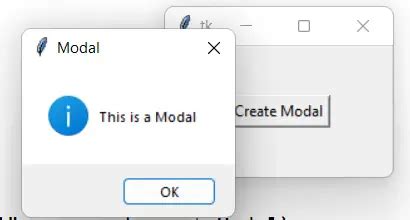 Tkinter modal dialog.  Try creating the very Sep 15, 2015 · I try to create...