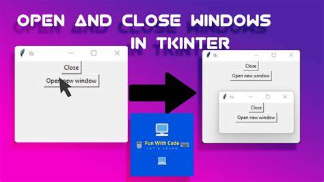 Tkinter open new window and close old one.  This code opens a button, which links t...