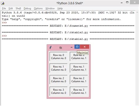 Tkinter table grid.  You can interact with all table cells, select\deselect them, ...