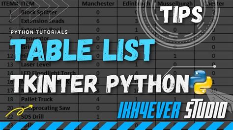 Tkinter table with buttons.  This tutorial shows you how to create a Tkinter table and also d...