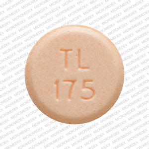 Tl175 orange pill. IMPRINT: TL 175 SHAPE: round. COLOR: orange SCORE: 2. All Imprints. FDA Adverse Reactions. count. DRUG INEFFECTIVE OFF LABEL USE FATIGUE … 