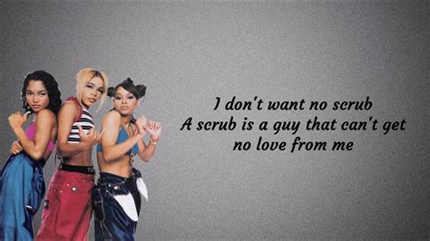 Tlc no scrubs lyrics. I don't want your number (no) I don't want to give you mine and (no) I don't want to meet you nowhere (no) I don't want none of your time and (no) Refrain: I don't want no scrub. A scrub is a guy that can't get no love from me. Hanging … 