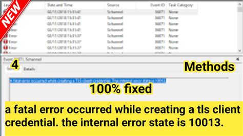 Tls client credential internal error 10013. &rsquo; This error may stem from various sources,...