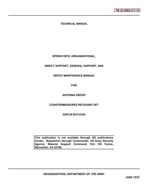 Tm 32 5985 217 15 technical manual operators organizational. - Guide for the preparation of operational concept documents.