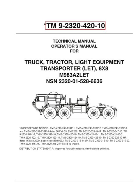 Tm 9-2320-333-10-1. Apr 19, 2021 · tm 9-2355-364-10-1: operator's manual, volume 1 of 2, mortar carrier vehicle, double v hull (mcvv) m1252 nsn 2355-01-587-2320 (eic: alp) stryker: rev: 05/30/2021: 04/23/2021: tacom: tm 9-2355-364-10-2: operator's manual, volume 2 of 2, mortar carrier vehicle, double v hull (mcvv) m1252 nsn 2355-01-587-2320 (eic: alp) stryker: rev: 05/30/2021 ... 