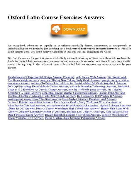 To Exercises Latin Oxford Answers