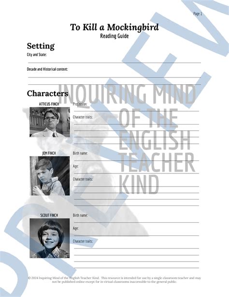 To Kill A Mockingbird Reading Guide Answer Key