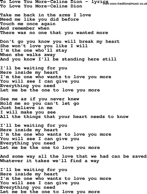 To love you more with lyrics. Things To Know About To love you more with lyrics. 