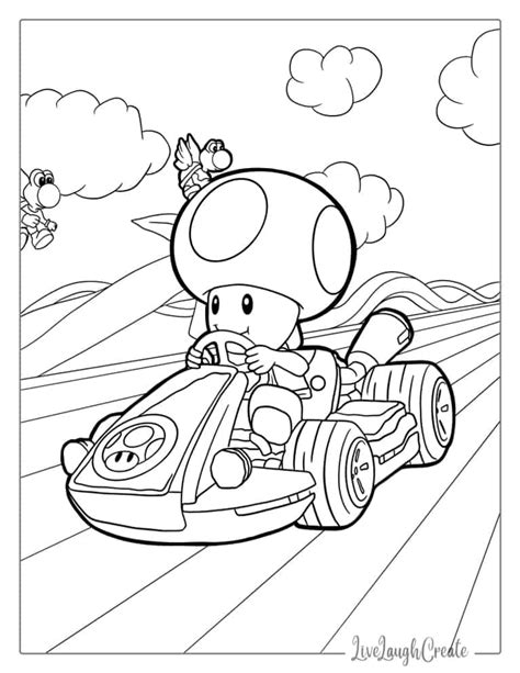 Toad Mario Kart Coloring Pages