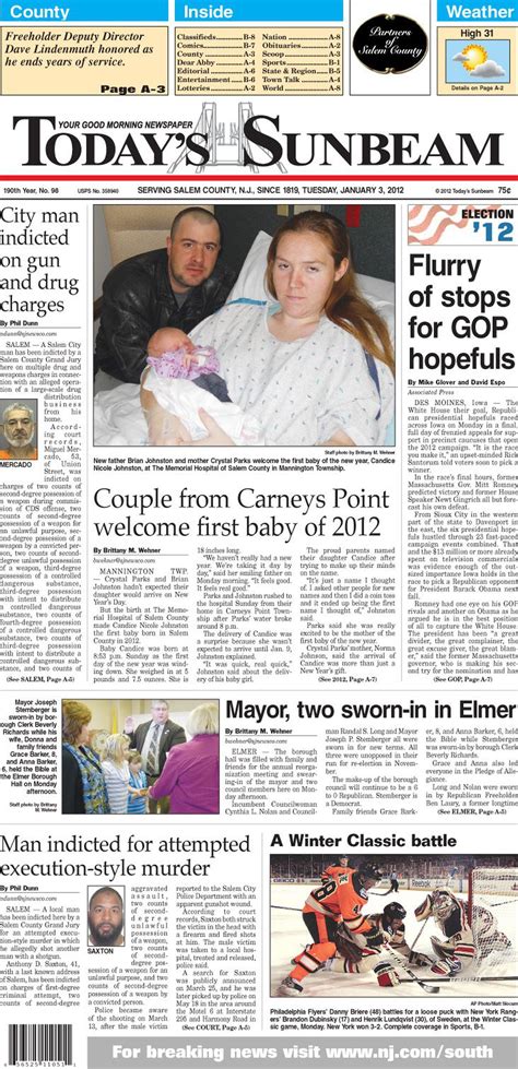 Download today's front page: TSFRONTDEC2.pdf Find these stories at www.nj.com/sunbeam.... 