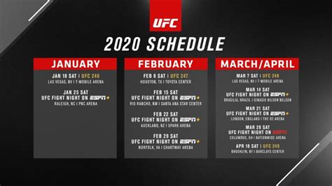 Today%27s ufc fight schedule. Jul 2, 2022 · Watch or stream every card with the 2023 UFC TV schedule on the ESPN family of networks, including the PPV main events exclusive to ESPN+. ESPN+ is available for a $9.99/month subscription that can be purchased through this link, though that does not include the cost of a PPV card. You can purchase PPV cards — and a full year of ESPN+ — for ... 