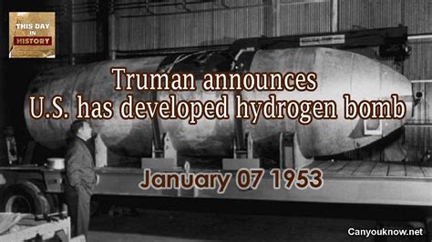 Today in History: January 7, Truman reveals US has developed Hydrogen bomb