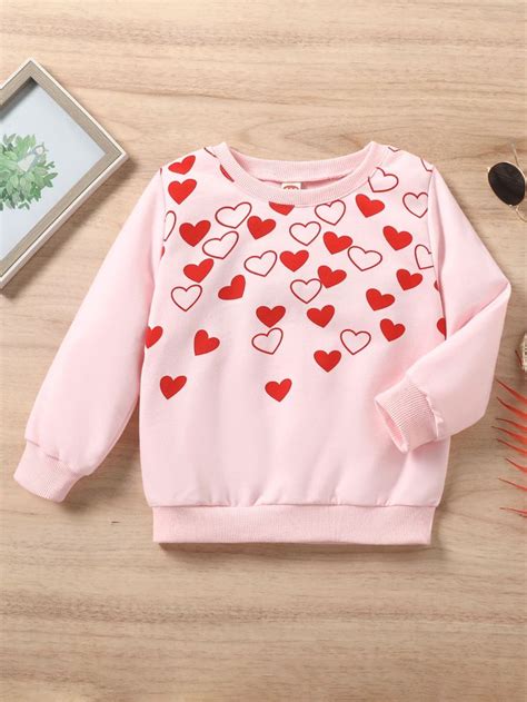 Toddler Girls Heart Print Sweatshirt & Leopard Print Leggings With ...