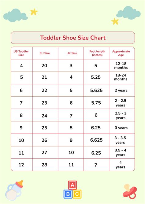 Toddler Shoe Sizing Chart