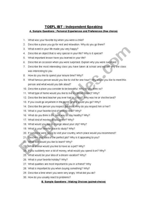 Toefl Ibt Sample Questions Ets Global