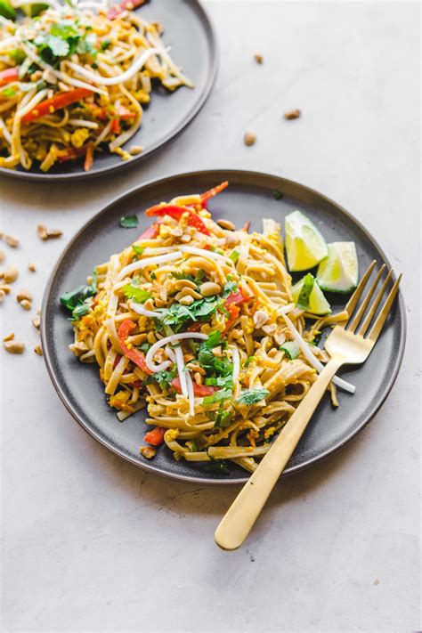Tofu pad thai recipe. directions · Start by soaking the flat rice noodles in slightly hot water for 30-50 minutes. · Cut the firm tofu into matchsticks cuts (thin strips about 1 inch ... 