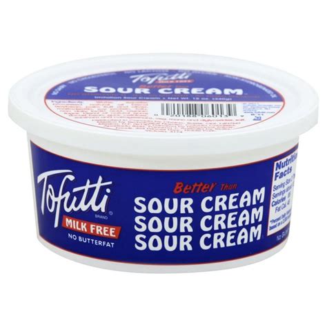Tofutti sour cream. 30 results. Sort by: $399. SNAP EBT. Simple Truth™Plant Based Dairy Free Sour Cream Alternative. 14 oz. Sign In to Add. $499 $5.49. SNAP EBT. 
