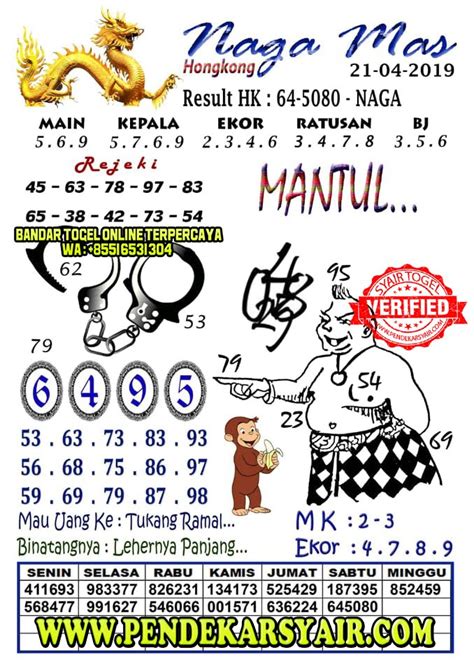 Togel hongkong 17 april 2019. Macau jam 1 hari.