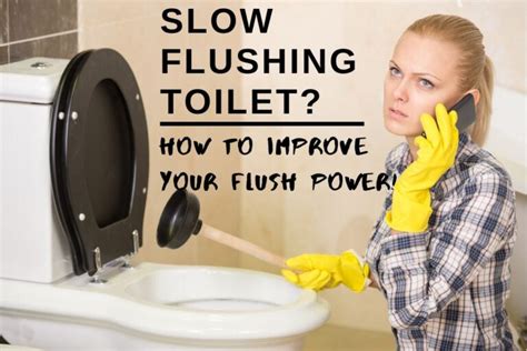 Toilet flushing slow. FAQs Toilet Flushing Slowly. A slow-flushing toilet can be frustrating, so here are a few frequently asked questions answered. The toilet flushes slowly or not at all. When toilets flush slowly or not at all, it could be one of two things: the water level in the tank is too low, or the water in the bowl drains too slowly due to a blockage ... 
