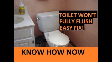 Toilet not flushing properly. Therefore, if the toilet tank doesn't contain enough water, you'll have a toilet not flushing properly or one with a weaker flush. How to fix it? Check that there is enough water in the tank by lifting the lid. The water level should be slightly below the overflow tube. If it's lower than this, you need to locate the toilet inlet valve and ... 