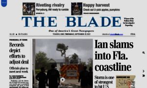 Sep 11, 2023 · Read the latest news and stories from Toledo and Northwest Ohio in the eBlade, the digital replica of The Blade newspaper. You can access the eBlade anytime, anywhere, and enjoy interactive features such as videos, slideshows, and crosswords. . 