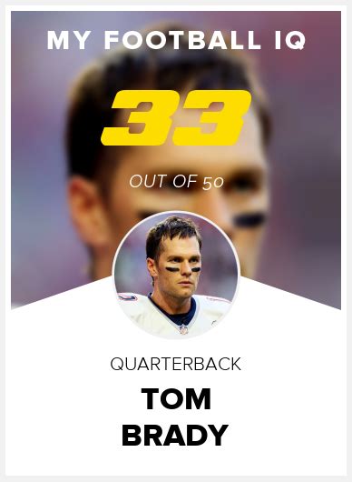 Whether you are a Tom Brady fan that wants to step up to his fame or a Los Angeles Rams fan that is more than riled up to take revenge against the Patriots one day by becoming an NFL player in the future and settling the score, one thing is sure: you’ll need more than just guts. ... New England Patriots quarterback Tom Brady has a Wonderlic .... 