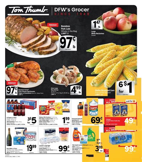 Tom thumb weekly ad. Tom Thumb N Denton Tap Rd. 106 N Denton Tap Rd. Weekly Ad. Find a Location. Looking for a grocery store near you that does grocery delivery or pickup who accepts SNAP and EBT payments in Grapevine, TX? Tom Thumb is located at 302 S Park Blvd where you shop in store or order groceries for delivery or pickup online or through our … 
