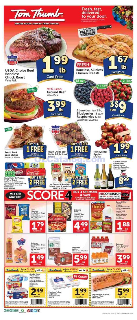 Tom Thumb Weekly Ad Specials May 1 – May 7, 2024. Browse the Tom Thumb Weekly Ad, valid May 1 – May 7, 2024. Don’t miss the Tom Thumb grocery specials and organic produce deals from the current Ad Circular. Find this week savings on everything you need to prepare your meals including Washington Fuji Apples, Del Monte …