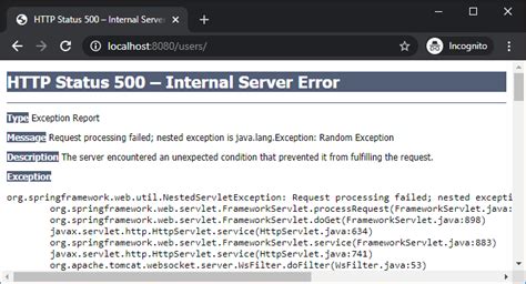 Tomcat 500 error log. lang.  Keywords http 500, internal server error, acess, CMC, BILaunc...