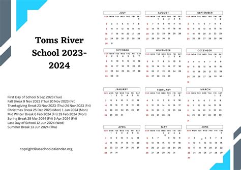 Toms River Schools Calendar