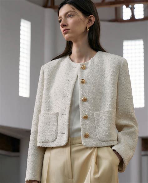 Tonal Tweed Jacket Ivory – AMR LONDON