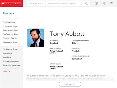 Tony abbott author biography template